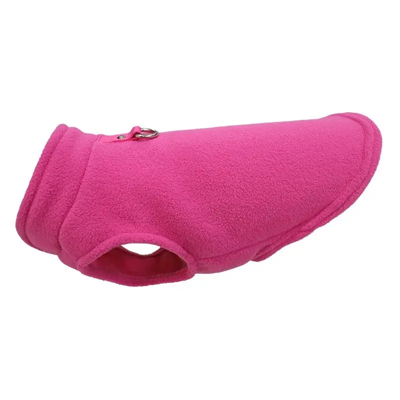 Warm Fleece Vest for Small Dogs and Cats with D-Ring Attachment
