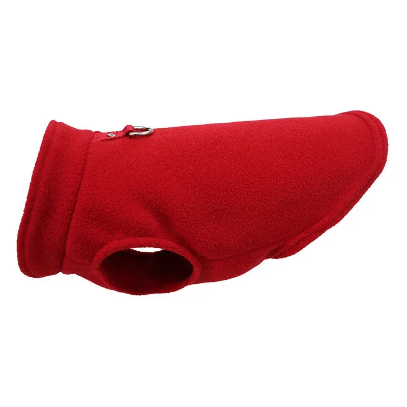 Warm Fleece Vest for Small Dogs and Cats with D-Ring Attachment