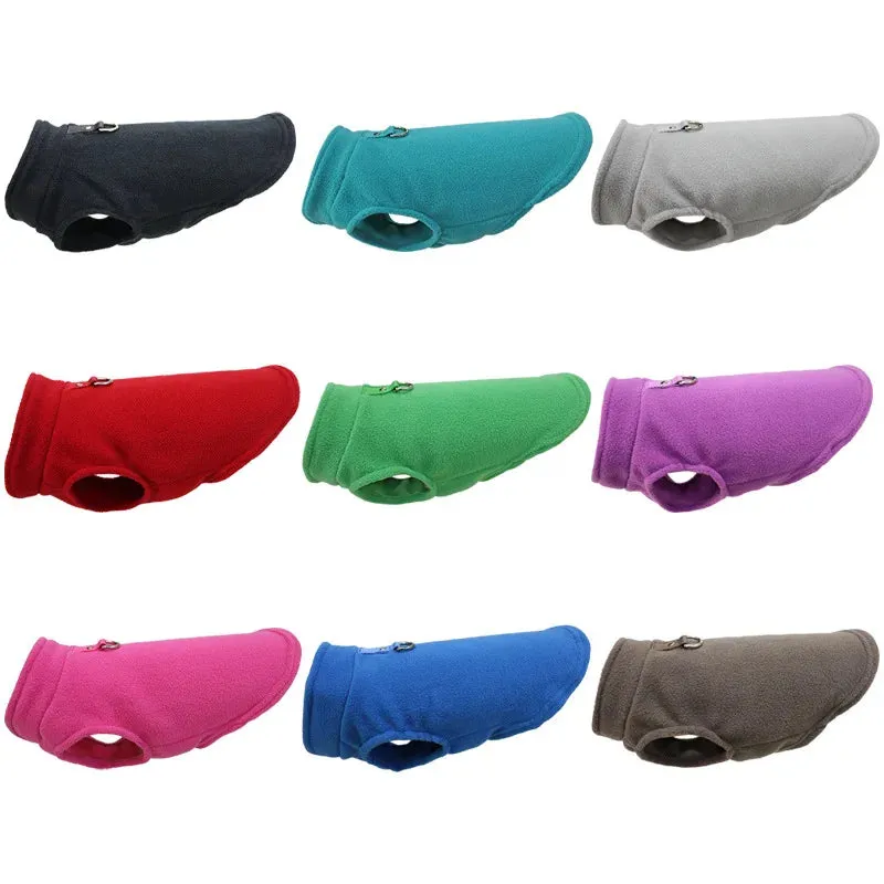 Warm Fleece Vest for Small Dogs and Cats with D-Ring Attachment