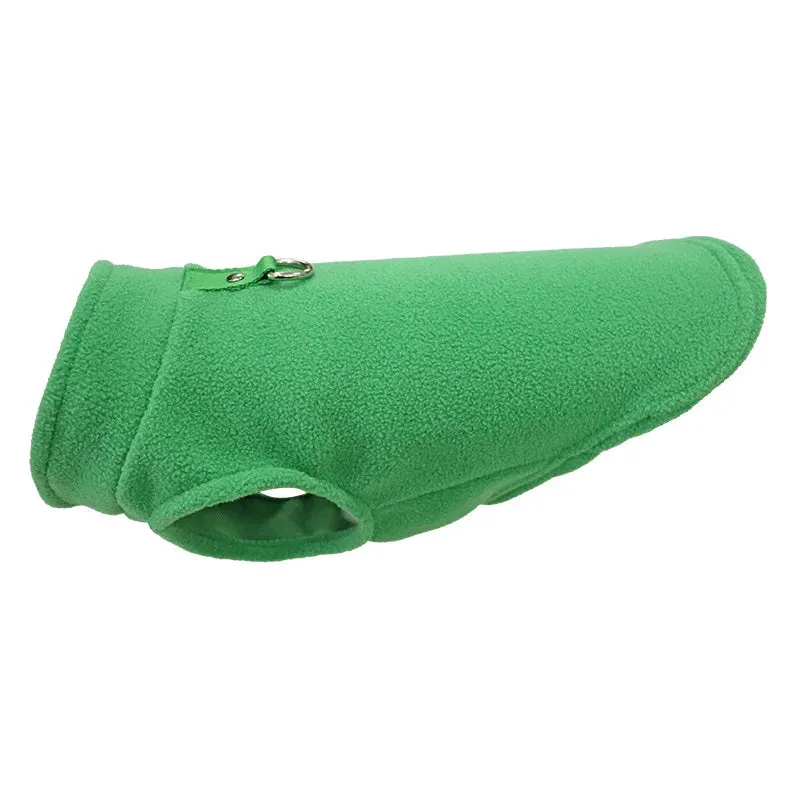Warm Fleece Vest for Small Dogs and Cats with D-Ring Attachment