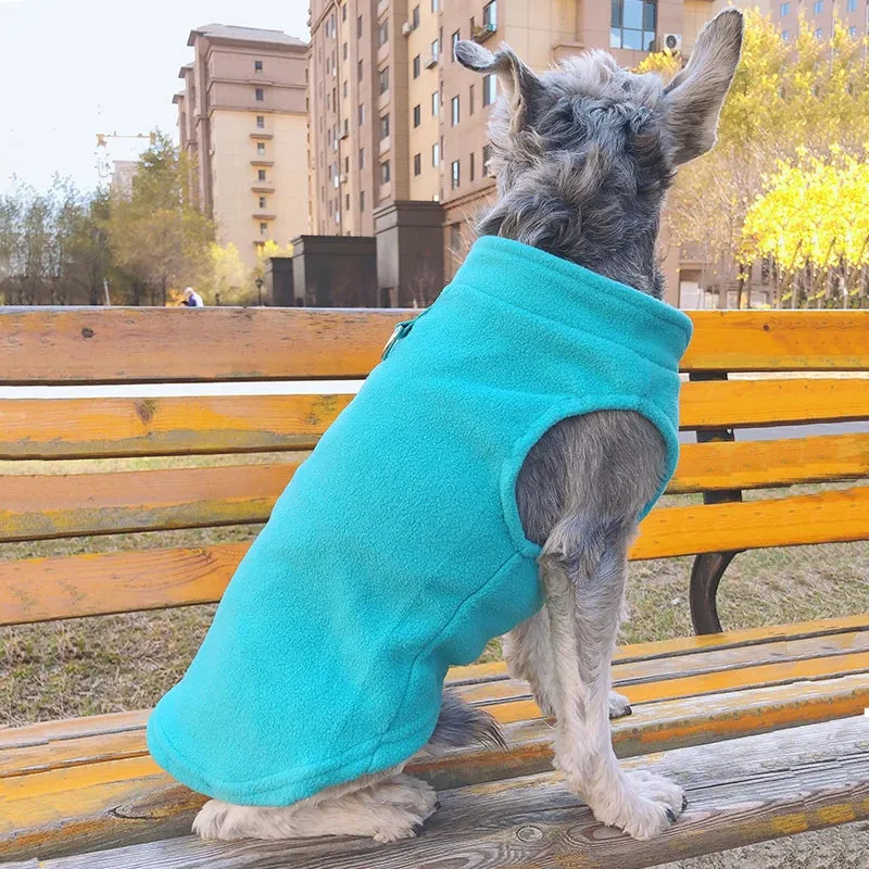 Warm Fleece Vest for Small Dogs and Cats with D-Ring Attachment