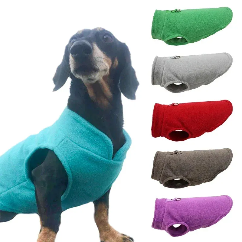 Warm Fleece Vest for Small Dogs and Cats with D-Ring Attachment