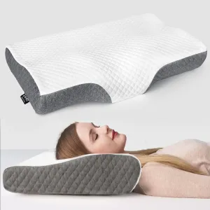 ZAMAT Memory Foam Pillow for Neck Pain Relief, Adjustable Ergonomic Cervical Pillow for Sleeping, Orthopedic Neck Pillow with Washable Cover, Bed Pillows for Side, Back, Stomach Sleepers
